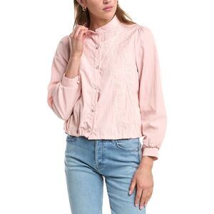Colette Rose Womens  Lace Button Front Top, Pink